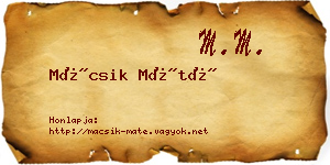 Mácsik Máté névjegykártya